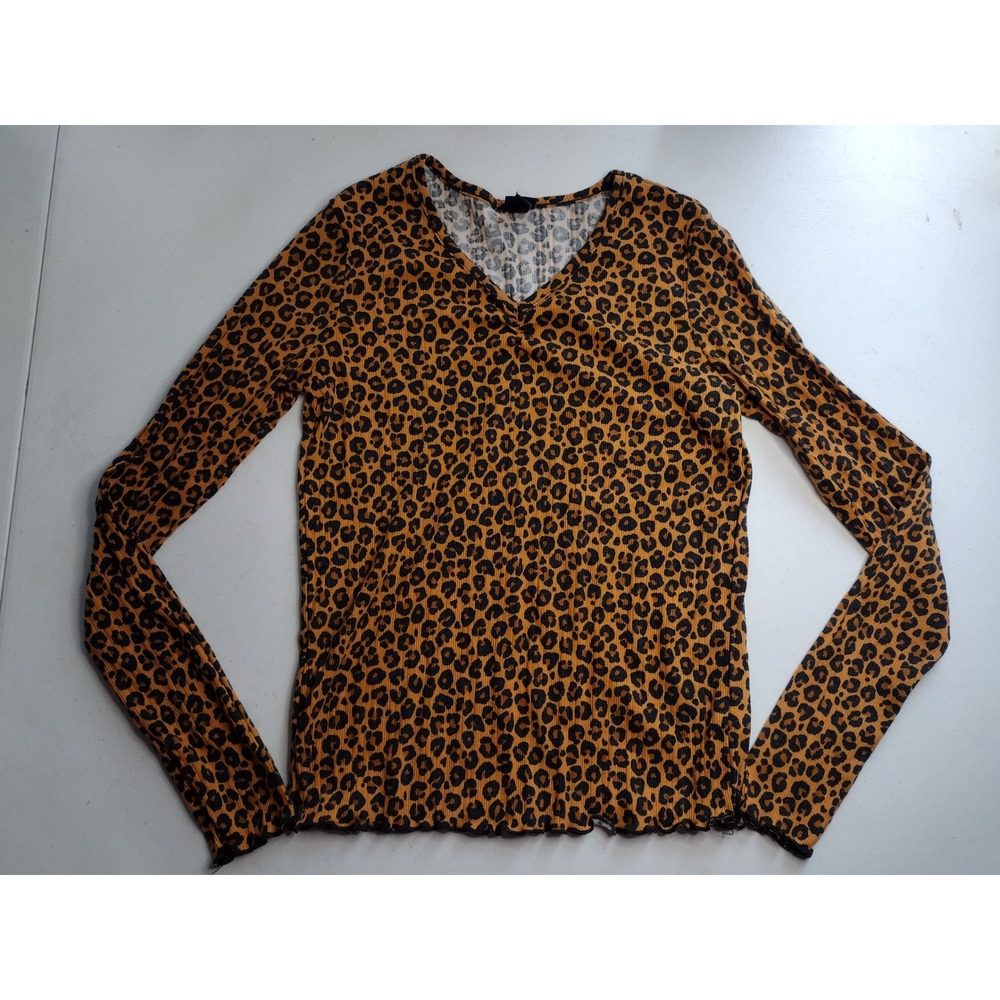 Art Class Leopard Print Long Sleeve V Neck Top Kids Girls XXL‎